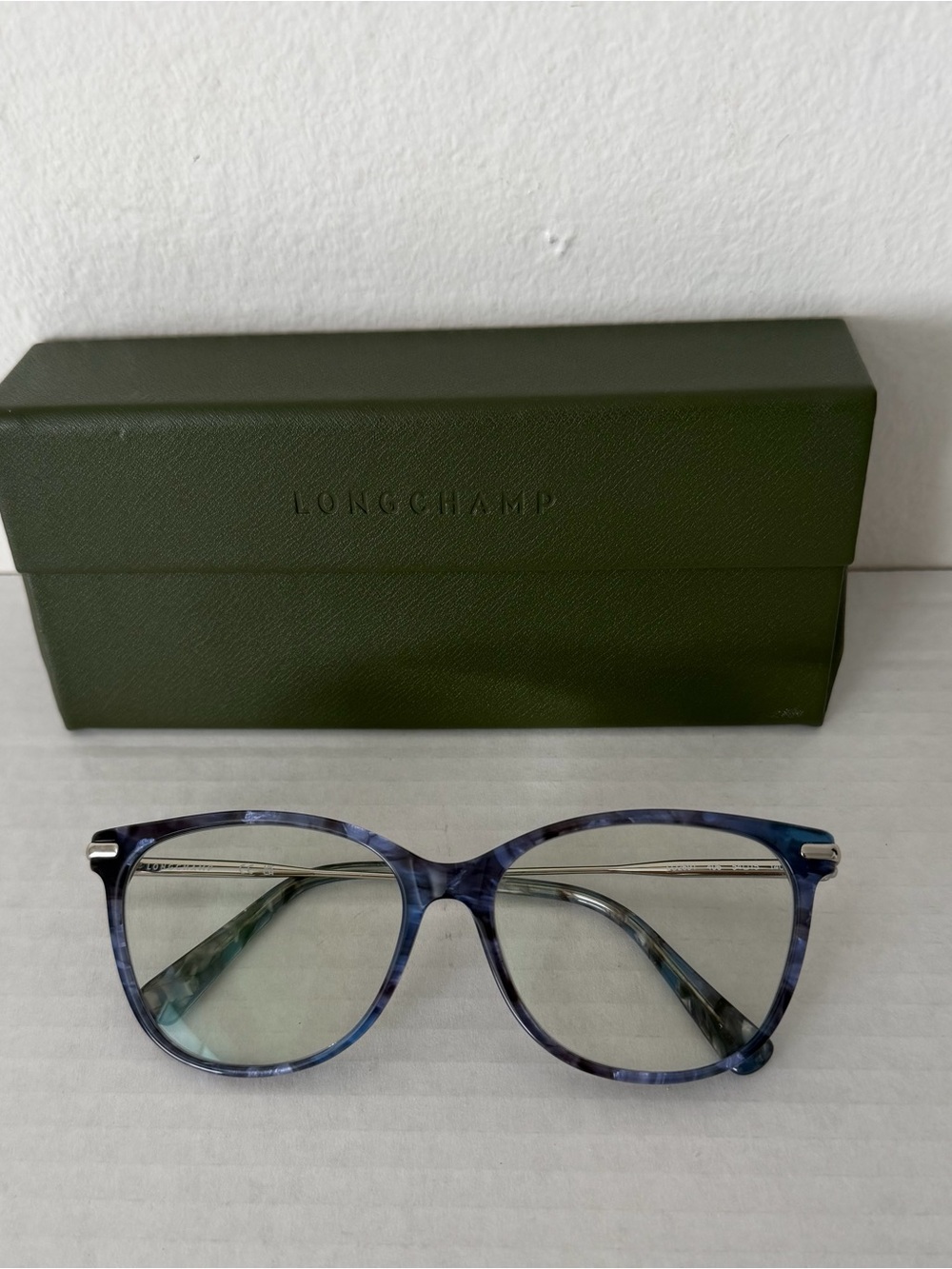 Longchamp Textured Blue/Grey FRAME Pattern Eyeglasses with Case